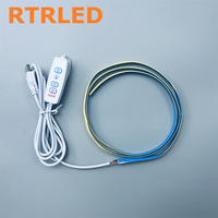 Lampu LED Strip COB USB 5V 8mm Putih Hangat dengan Saklar Satu Tombol / Sentuh / Tiga Tombol untuk Lampu Model DIY