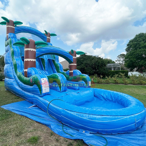 18ft high outdoor backyard party green hurricane waterslide for kids commercial <b>inflatable</b> water slide - Product Image 1