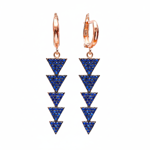 Saphir CZ Pierre Triangle Forme Charme En Gros Longues Boucles D'oreilles Turc Fabriqué À La Main 925 Bijoux En Argent Sterling - Product Image 2