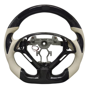 Volante Deportivo Popular de Fibra de Carbono con Agarre de Cuero Perforado y Luces LED, Compatible con Infiniti G27 G37 - Product Image 1