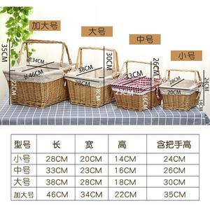 Rattan Picnic Basket Rectangle Handmade Storage Basket With Handle For Outdoor Use 32cm 38cm 40cm Size Available - Product Image 2