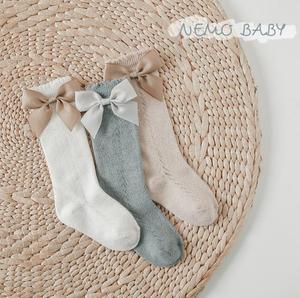 Calcetines Altos hasta la Rodilla para Bebés y Niñas Pequeñas, de Algodón, con Lazo, Transpirables, Tipo Tubo, para Vestir, Uniformes - Product Image 3