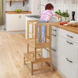 Hot Sale Kids Kitchen Step Stool Bamboo Toddler Step Stool Kids Kitchen Unique Patented Learning Stool Learning Tower