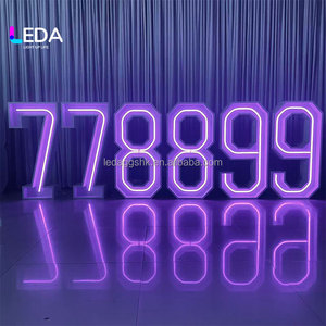 LEDA LED Neon Number Light 778899 Purple Static Display <b>Wall</b> Mount for Event Party Decoration - Product Image 1