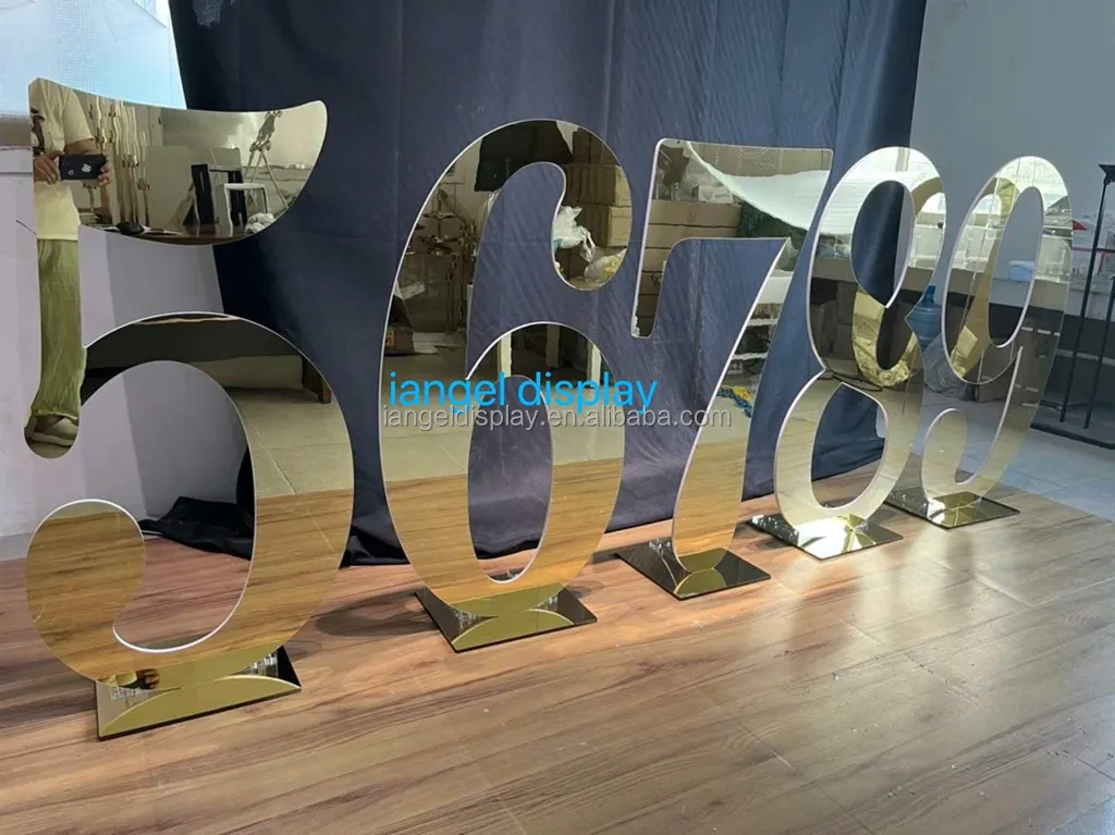 Iangel-números acrílicos personalizados 3D, letras acrílicas grandes, suministros de boda, venta al por mayor