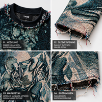 Sweat-shirt ras du cou en tricot jacquard vieilli TaiDe avec motif intégral et ourlet brut pour homme – Fabricant de vêtements sur mesure à faible MOQ