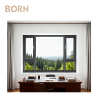 Ventanas abatibles con marco de aluminio y vidrio Low E resistente a los rayos UV a prueba de viento para desarrollos de condominios con estilo moderno