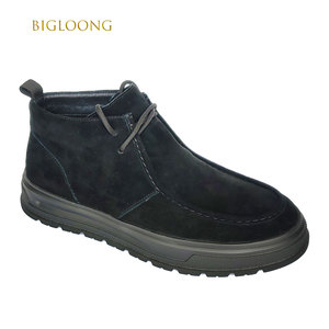 Bottes <span class=keywords><strong>Chelsea</strong></span> montantes pour hommes, style rétro western classique, en <span class=keywords><strong>nubuck</strong></span> noir de luxe, avec doublure en fourrure véritable, chaudes et confortables au quotidien - Product Image 1