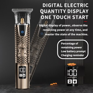 Tondeuse à cheveux électrique sans fil Kemei Km-873 1200mAh, design vintage en métal gravé, lame en acier inoxydable 7500 tr/min, tondeuse à barbe 5W – Fournisseur - Product Image 4