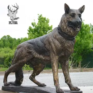 欧式风格的生命大小花园金属动物雕像生命大小青铜狗雕塑