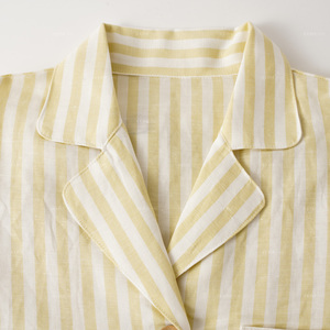 Camicia <span class=keywords><strong>da</strong></span> <span class=keywords><strong>Notte</strong></span> Elegante <span class=keywords><strong>da</strong></span> <span class=keywords><strong>Donna</strong></span> con Scollo a V, in Maglia di Lino Sintetico Tinto in Filo, Traspirante, a Maniche Lunghe e Bottoni, Vita Media, per Autunno Inverno - Product Image 2