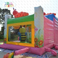Château gonflable commercial abeille et papillon avec toboggan pour fêtes d'enfants et parcs d'attractions