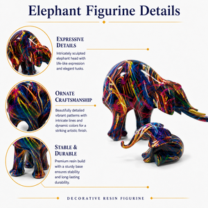 Figura de Resina Colorida de Elefante Madre e Hijo, Escultura de Elefantes con Tronco Entrelazado, Adorno Decorativo Moderno Pintado para el Hogar - Product Image 3