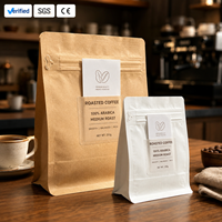 All-in-One-Lösung für Maßgefertigte Flachboden-Kaffeetüten Wiederverschließbar mit Seitenreißverschluss und Kartenschlitz-Design für Kaffeebohnen-Präsentationsverpackungen