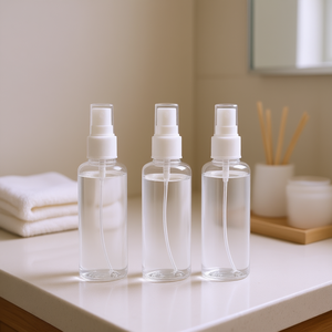 Bouteilles de pulvérisation en plastique transparent de 100Ml, avec capuchon blanc, pour usage cosmétique en voyage, 10 pièces - Product Image 2