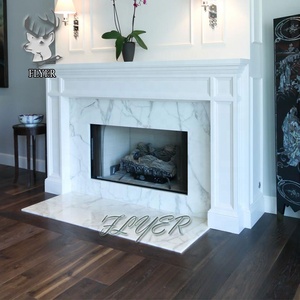 Decoración Europea para Interiores y Exteriores, Marco de <span class=keywords><strong>Chimenea</strong></span> de Mármol Eléctrico Tallado a Mano para Decoración del Hogar - Product Image 6
