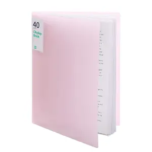 40 Pockets Pink Plastic Presentation Book Portfolio Folder File Folder Clear Sleeves Protectors Display Book Document Organizer