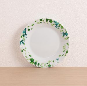 Juego de vajilla de cerámica con hojas verdes frescas, plato y tazón con estampado botánico en acuarela para primavera, hogar, cocina, hotel, restaurante, venta al por mayor - Product Image 4