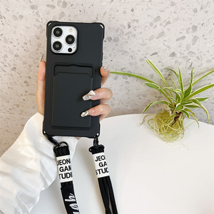 Étui à bandoulière antichoc en silicone avec fente pour cartes et cordon tour de cou pour <span class=keywords><strong>iPhone</strong></span> 16 15 14 12 11 Pro Max <span class=keywords><strong>13</strong></span> <span class=keywords><strong>Mini</strong></span> XS X 8 7 Plus - Product Image 6