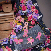 Broches en alliage plaqué or avec ruban rose pour la sensibilisation au cancer du sein pour femmes