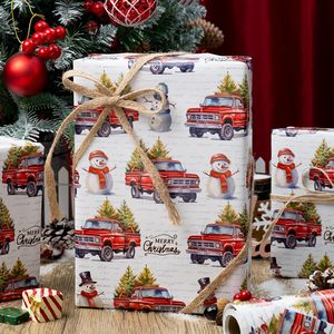 MAYPLUSS Christmas Wrapping Paper 17 In X 33 Ft Watercolor Truck Snowman Design Eco-Friendly Gift <b>Wrap</b> For Holiday Crafting - Product Image 6