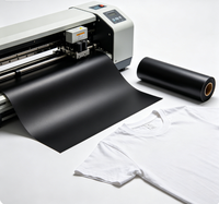 Película de Transferencia de Calor PU con Papel Protector, Negro Mate para Corte con Plotter de Camisetas