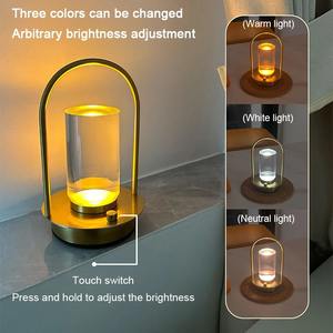 LED Cordless <b>Table</b> Lamp Industrial Style Desk Lamps Outdoor <b>Camping</b> Atmosphere Light Restaurant Creative Beside Night Lights - Product Image 4