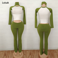 Ensemble loungewear 2 pièces pour femme, automne, personnalisé, pour grandes tailles, avec manches raglan et pantalon évasé