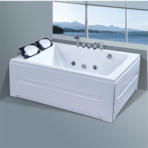 Bañera de Hidromasaje Acrílica Blanca para Dos Personas, Diseño Moderno con Luces de Burbujas - Product Image 1