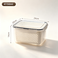 Boîte de conservation transparente en PET sans BPA de 4150 ml avec panier de drainage pour réfrigérateur, organisateur de fruits et légumes