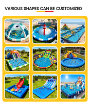 Parc aquatique gonflable avec piscine, portable, extérieur, avec bain de glace, tentes et petit toboggan pour les jeux d'été en famille