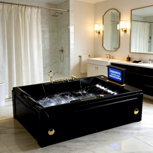 <span class=keywords><strong>Baignoire</strong></span> Jacuzzi Double Noire pour 2 Personnes, Autoportante en Acrylique avec Hydromassage et Fonction Surf Spa pour Adultes - Product Image 1