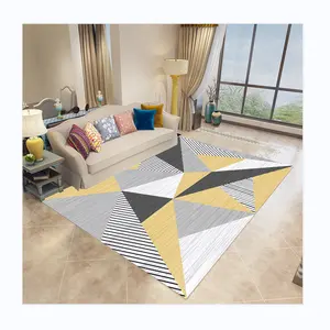 Modern Eco-friendly Geometric Pattern Velvet Welcome Floor Mat Hot Selling Low Priced Living Room Area Rug Machine Made Home Use