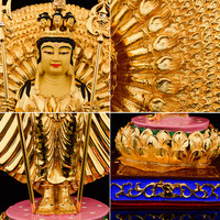 Statue de Bouddha Guanyin à mille yeux et mille bras en cuivre pur doré, semi-fabriquée à Taïwan, pour la vénération à domicile, Bodhisattva Guanyin