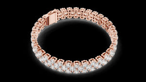 Joyería de Lujo Elegante y Brillante de Plata de Ley con Oro Rosa y Doble Hilera de Diamantes Cultivados en Laboratorio para Mujer, Regalo para Fiesta - Product Image 2