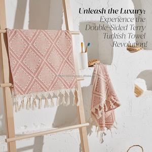 Set of 2 Turkish Terry Hand Kitchen <b>Small</b> <b>Towel</b>, Peshkir, Pestemal Farmhouse Decorative Hand <b>Towels</b> New Style Quick Dry Rustic - Product Image 3