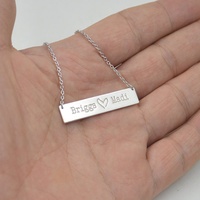 Collier en acier inoxydable plaqué or 18K, collier avec plaque de nom et Message, bijou personnalisé avec barre vierge à gravure profonde