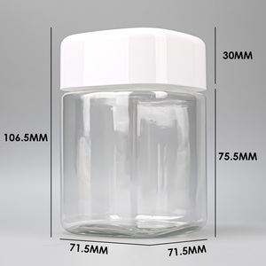 Customized Transparent Bottle PET Plastic Candy Container <b>Empty</b> Nutty <b>Jars</b> for Food Packaging with White Screw Cap - Product Image 3