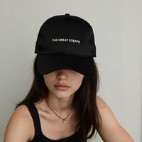 Casquette en jean HG Factory Direct personnalisée, incassable, réglable, en coton noir, broderie 3D, multi-panneaux, unisexe, adulte, été