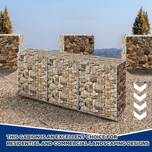 Paniers gabions modulaires en treillis métallique <span class=keywords><strong>galvanisé</strong></span> Tandefio, jardinières en pierre <span class=keywords><strong>à</strong></span> trous carrés, modèle CLO-Tandefio-1666, pose rapide et facile - Product Image 2