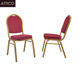 Chaise de mariage, mobilier d'hôtel, chaise de banquet empilable, chaise de salle à manger bon marché, chaise d'événement en tissu rouge - Product Image 1