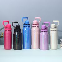 Thermos portable en acier inoxydable à double paroi isolé sous vide avec couvercle, 600 ml, 800 ml, 1000 ml, motif arc-en-ciel