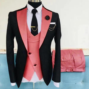 Donanma kostüm Homme damat smokin erkek takım elbise doruğa yaka düğün balo Terno Masculino Slim Fit Blazer <span class=keywords><strong>3</strong></span> adet (ceket + pantolon + yelek) - Product Image 3