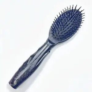 Özel Logo yeni tasarım berber dükkanı kuaför Bling siyah saç fırçaları Hairbrush Oval Logo özel masaj minderi hava yastığı