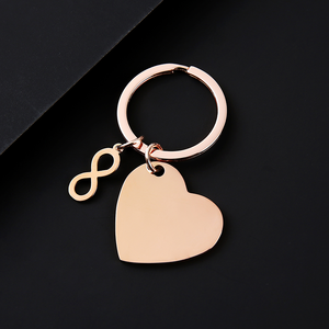 Ywyougang Porte-clés en acier inoxydable 201 avec breloque cœur et symbole infini, personnalisable par gravure, anneau en fer, multicolore pour couples - Product Image 3