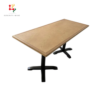 Table à manger carrée en bois avec dessus en bois, design moderne, pour café, pub et extérieur, ensembles de meubles pour hôtels et restaurants