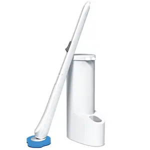 बाथरूम की धुलाई के लिए रिफिल के साथ पर्यावरण-अनुकूल डिस्पोजेबल वर्टिकल टीपीआर प्लास्टिक टॉयलेट क्लीनिंग ब्रश सिस्टम