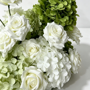Fresh <b>White</b> Green Silk Floral Bouquet Handmade Modern Design for Hotel & Restaurant Desktop Decoration - Product Image 4