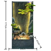 Grand mur rideau d'eau intérieur en rocaille artificielle avec éclairage LED Fontaine qui coule Écran d'entrée Cascade de jardin en résine