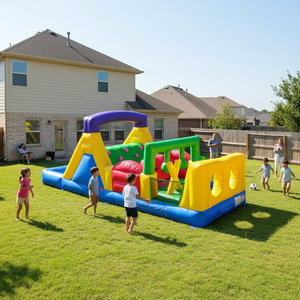 Pista <span class=keywords><strong>de</strong></span> Obstáculos Inflable Comercial para Niños, Colorida, Interactiva y Divertida, Ideal para Entretenimiento en el Patio Trasero - Product Image 1